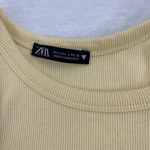 Yellow Zara Basic Rib Tank Top L - Picture 3 of 3